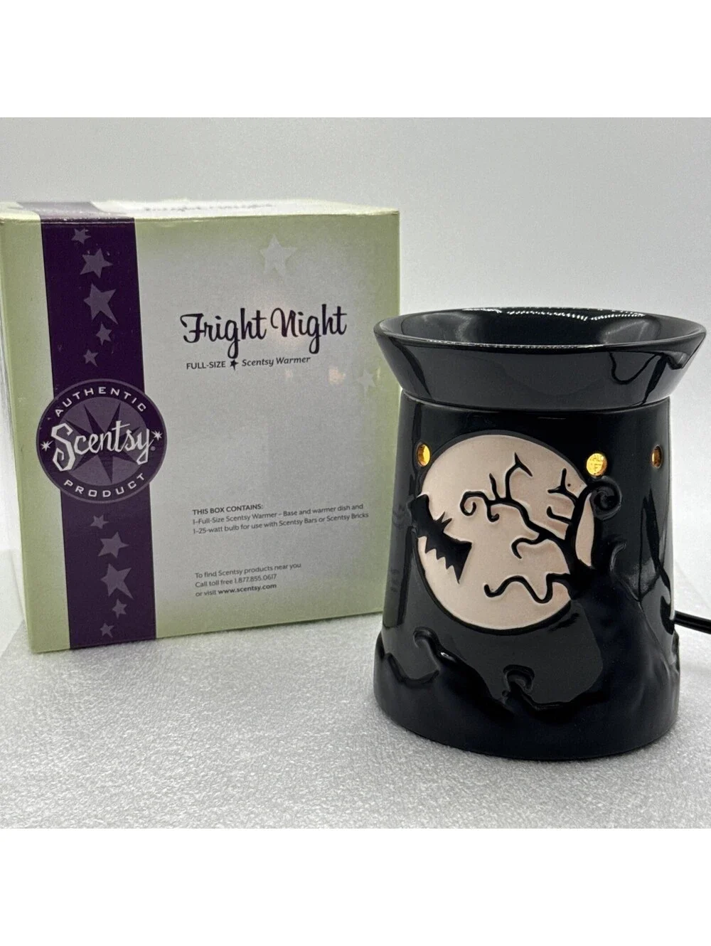 RETIRED Fright Night Scentsy Warmer 2010 Black Spooky Tree Unused Halloween Bats